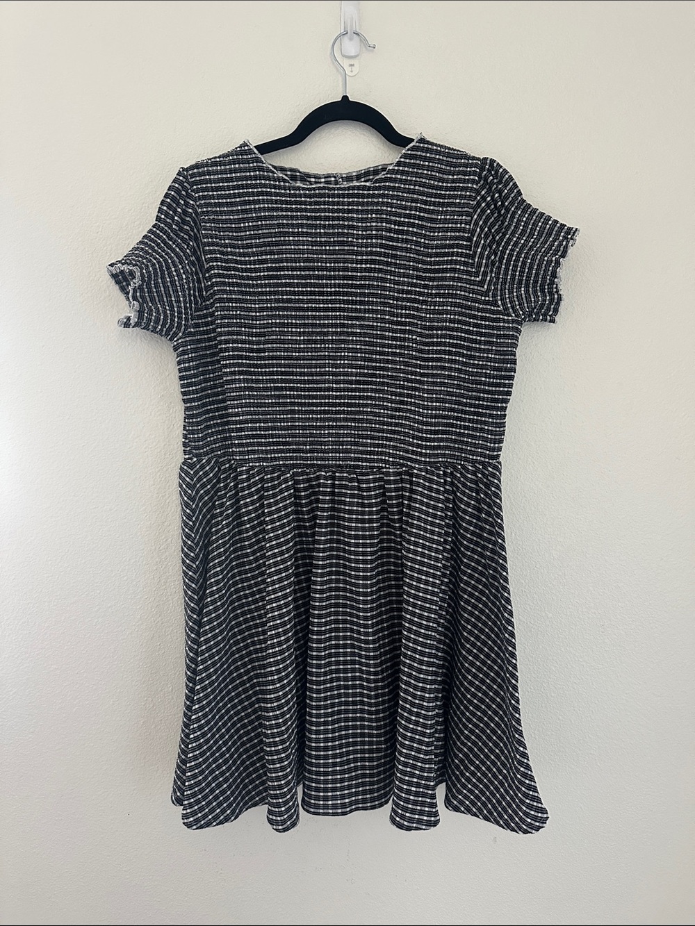 Black & White Striped Short Sleeve Mini Dress